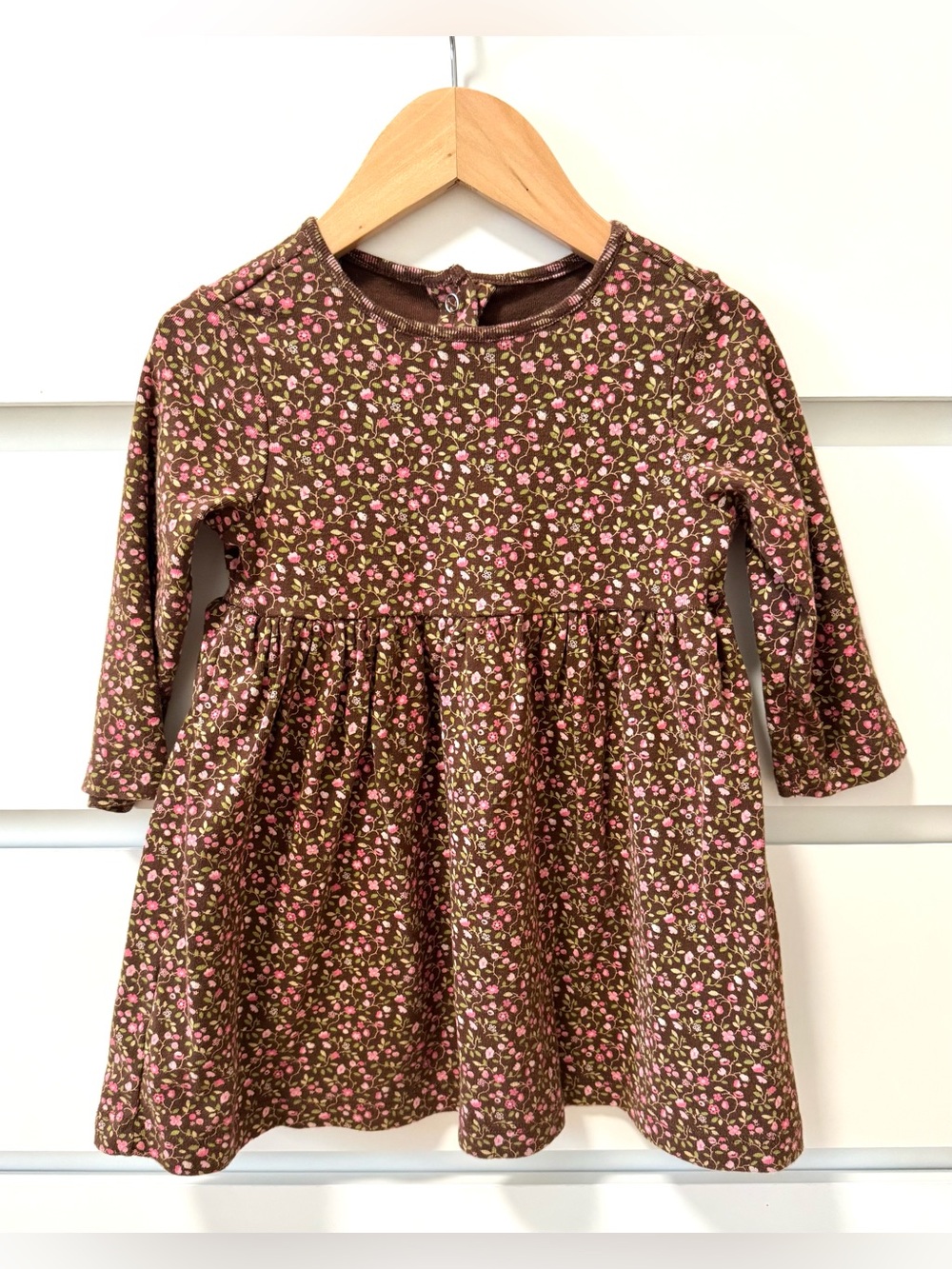 Gymboree Brown Dress with Pink Floral Print - Size: 18-24mo